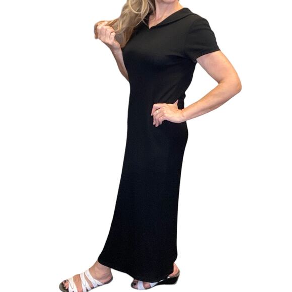 90's Vintage Donna Karen Black Wool Maxi Dress size Medium - Picture 4 of 6